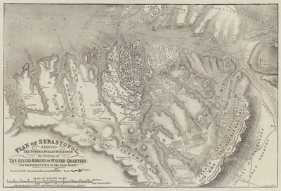 Plan of Sebastopol, showing the Forts and Public Buildings the Position of the Allied Armies in Winter Quarters by John Dower